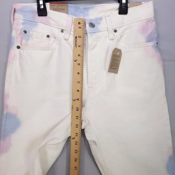 Levis 501Original Jeans Women Straight Leg High Rise White Size 28x30 Button Fly - Picture 7 of 15